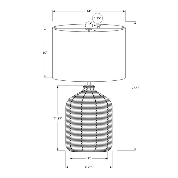 Monarch Specialties 23-in Brown Rattan, Beige Shade Table Lamp