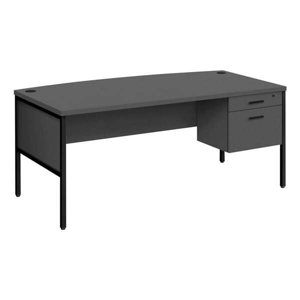 Monarch Specialties 72-in Grey Laminate and Black Metal Computer Desk with File Storage Drawer