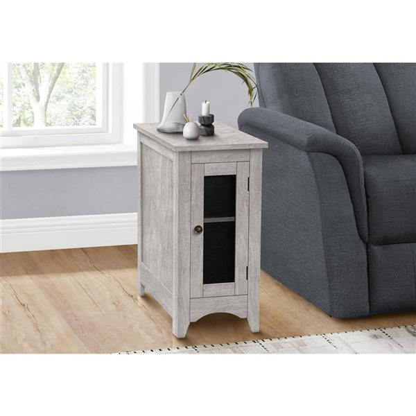 Monarch Specialites Grey Veneer Narrow Accent Table with Storage