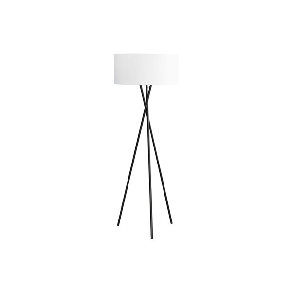 Monarch Specialties 62-in Black Metal, Ivory / Cream Shade Floor Lamp