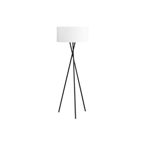 Monarch Specialties 62-in Black Metal, Ivory / Cream Shade Floor Lamp