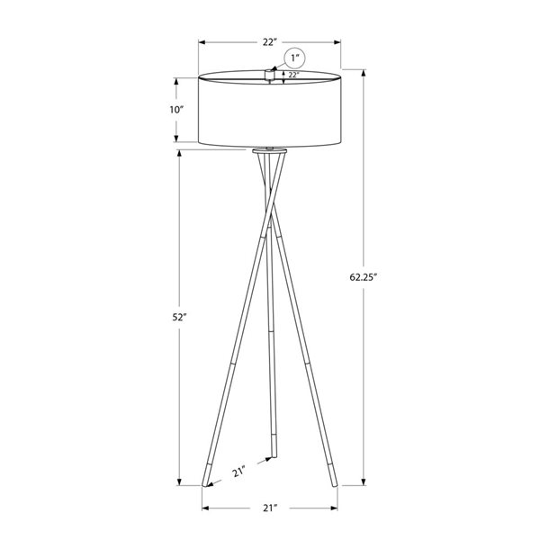 Monarch Specialties 62-in Black Metal, Ivory / Cream Shade Floor Lamp