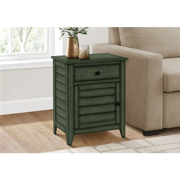Monarch Specialites Antique Green Veneer Accent Table with Storage Drawer