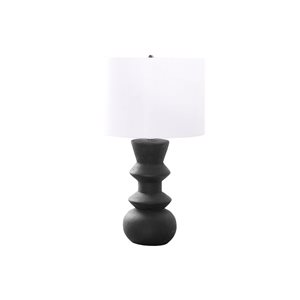 Monarch Specialties 26-in Black Ceramic, Ivory / Cream Shade Table Lamp