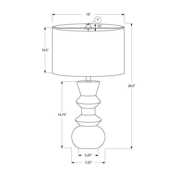 Monarch Specialties 26-in Black Ceramic, Ivory / Cream Shade Table Lamp