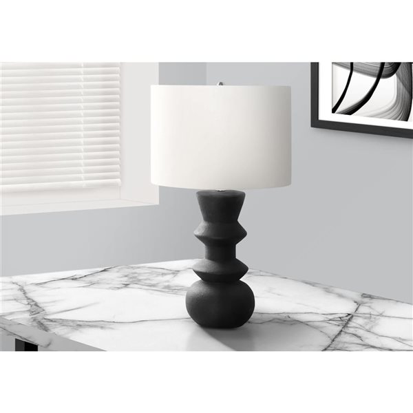 Monarch Specialties 26-in Black Ceramic, Ivory / Cream Shade Table Lamp