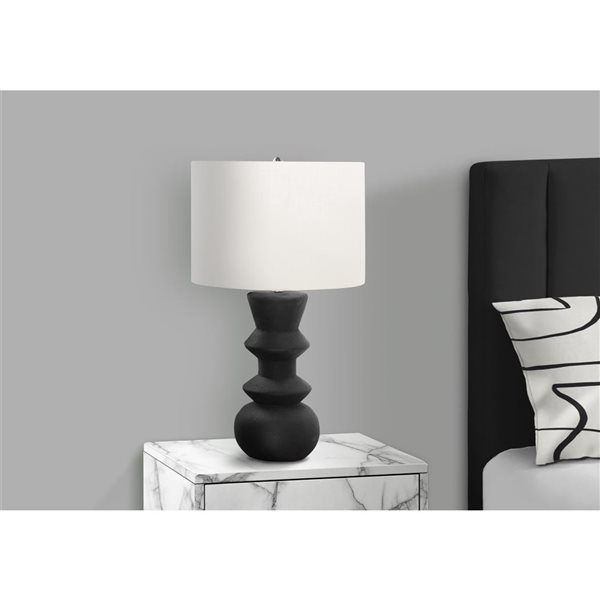 Monarch Specialties 26-in Black Ceramic, Ivory / Cream Shade Table Lamp