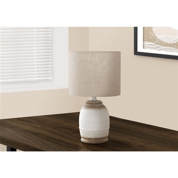 Monarch Specialties 16-in Cream Resin, Beige Shade Table Lamp