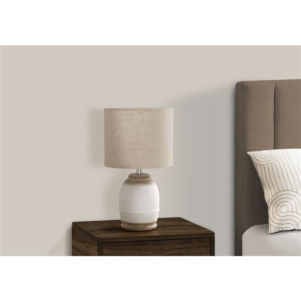 Monarch Specialties 16-in Cream Resin, Beige Shade Table Lamp