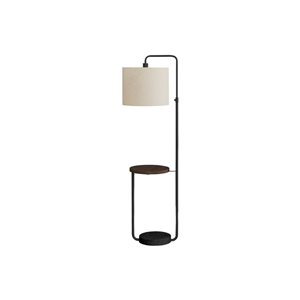 Monarch Specialties 67-in Black Metal, Ivory / Cream Shade Floor Lamp with USB Port