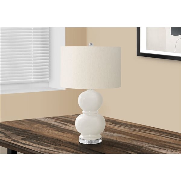 Monarch Specialties 25-in Cream Ceramic, Ivory / Cream Shade Table Lamp