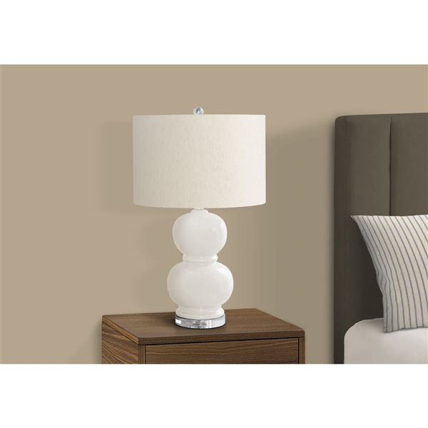 Monarch Specialties 25-in Cream Ceramic, Ivory / Cream Shade Table Lamp