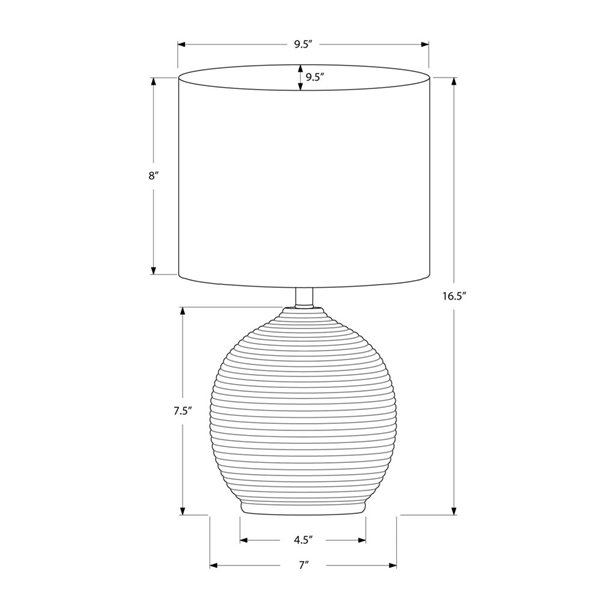 Monarch Specialties 16-in Black Resin, Ivory / Cream Shade Table Lamp