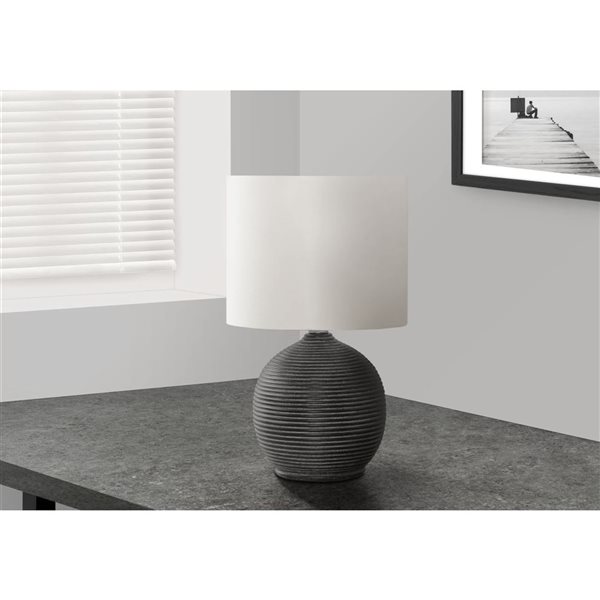 Monarch Specialties 16-in Black Resin, Ivory / Cream Shade Table Lamp