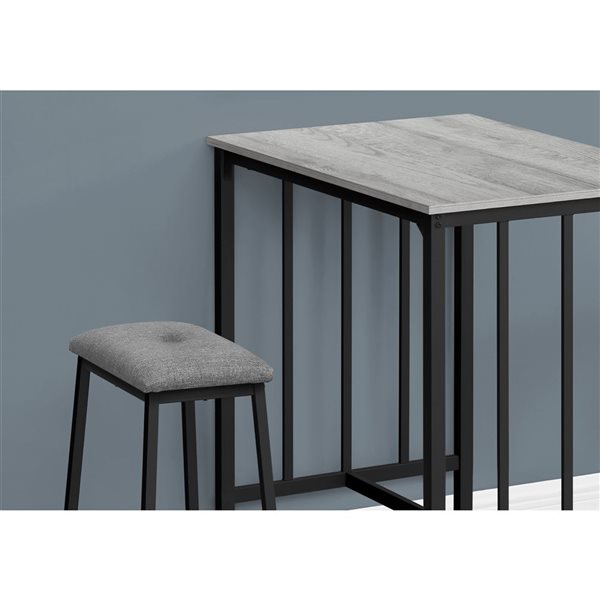 Monarch Specialties 3-Piece 36-in Grey Laminate and Black Metal Counter Height Dining Set