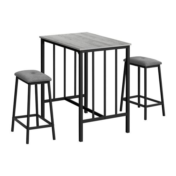 Monarch Specialties 3-Piece 36-in Grey Laminate and Black Metal Counter Height Dining Set