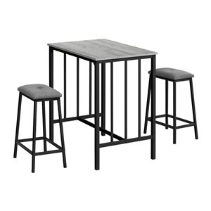 Monarch Specialties 3-Piece 36-in Grey Laminate and Black Metal Counter Height Dining Set