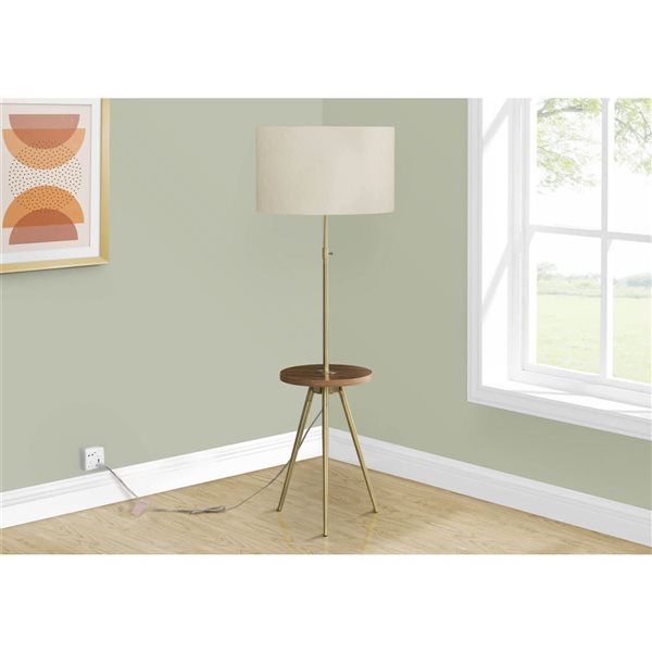 Monarch Specialties 63-in Gold Metal, Ivory / Cream Shade Floor Lamp