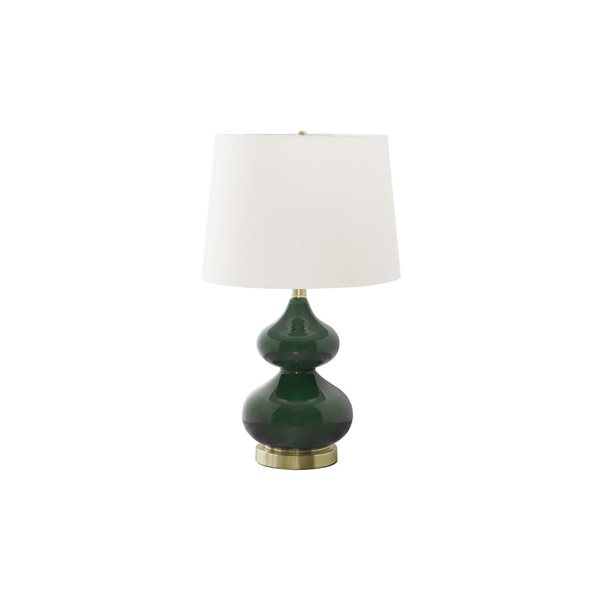 Monarch Specialties 24-in Green Glass, Ivory / Cream Shade Table Lamp