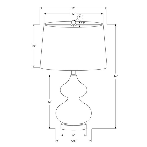 Monarch Specialties 24-in Green Glass, Ivory / Cream Shade Table Lamp