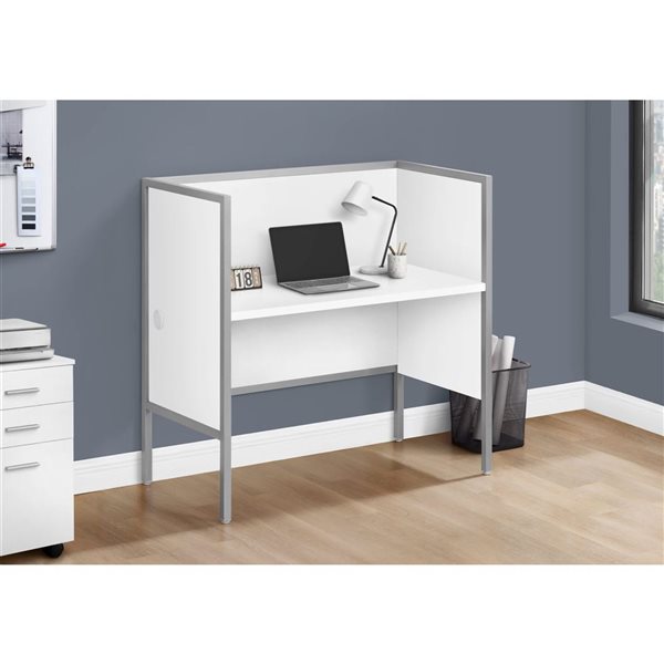 Monarch Specialties 48-in White Laminate and Silver Metal Contemporary Office Cubicle