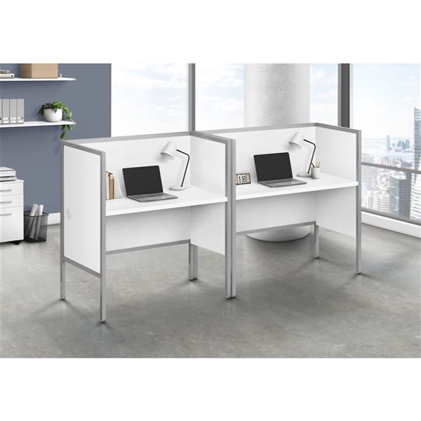 Monarch Specialties 48-in White Laminate and Silver Metal Contemporary Office Cubicle