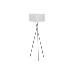 Monarch Specialties 62-in Nickel Metal, Grey Shade Floor Lamp