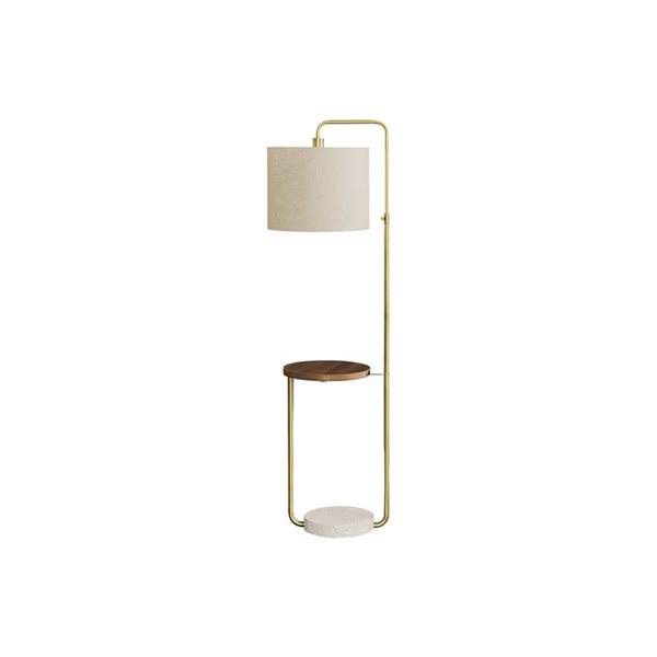 Monarch Specialties 67-in Brass Metal, Beige Shade Floor Lamp with USB Port