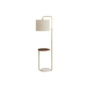 Monarch Specialties 67-in Brass Metal, Beige Shade Floor Lamp with USB Port