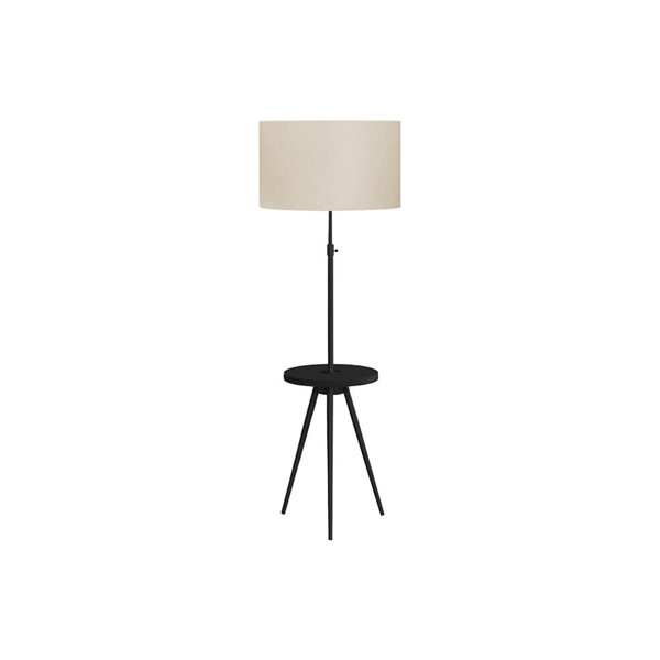 Monarch Specialties 63-in Black Metal, Ivory / Cream Shade Floor Lamp