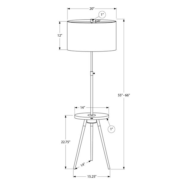 Monarch Specialties 63-in Black Metal, Ivory / Cream Shade Floor Lamp