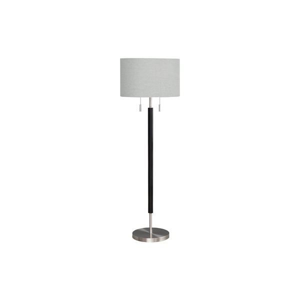 Monarch Specialties 60-in Nickel Metal, Grey Shade Floor Lamp