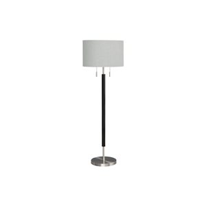 Monarch Specialties 60-in Nickel Metal, Grey Shade Floor Lamp