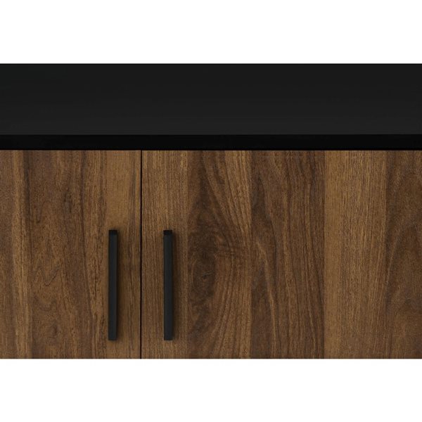 Monarch Specialties 72-in Walnut Laminate and Black Laminate Tv Stand with Storage Cabinet