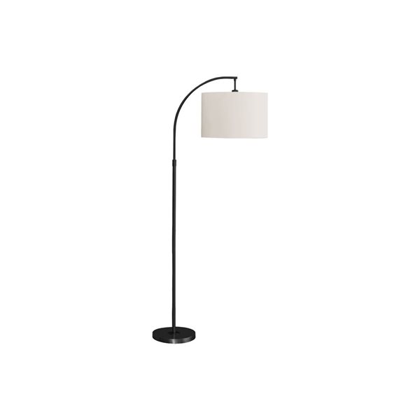 Monarch Specialties 65-in Black Metal, Ivory / Cream Shade Floor Lamp