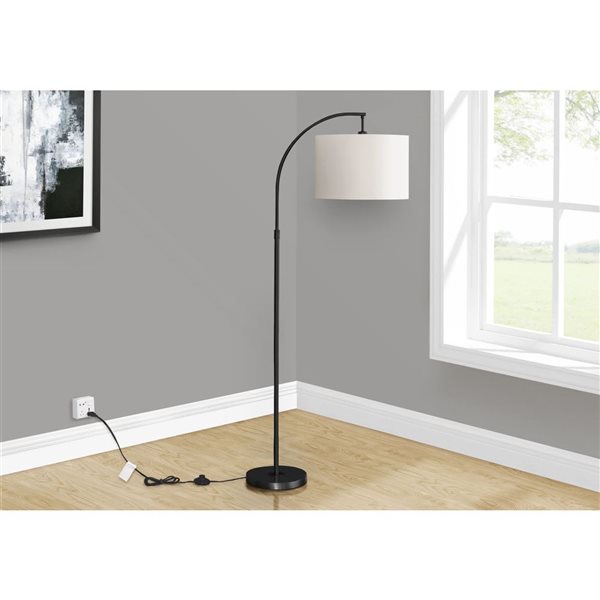 Monarch Specialties 65-in Black Metal, Ivory / Cream Shade Floor Lamp