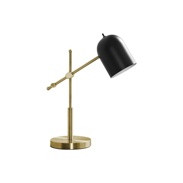 Monarch Specialties 18-in Brass Metal, Black Shade Table Lamp