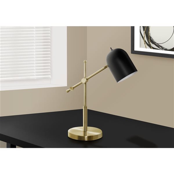 Monarch Specialties 18-in Brass Metal, Black Shade Table Lamp