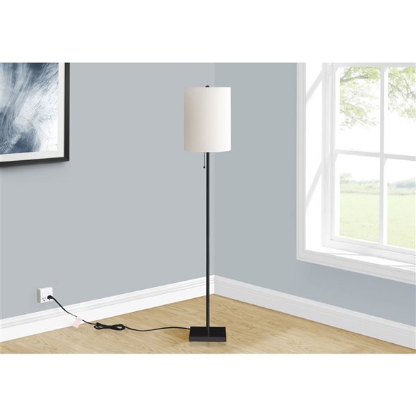 Monarch Specialties 62-in Black Metal, Ivory / Cream Shade Floor Lamp