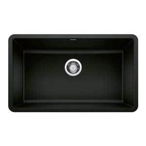 BLANCO Precis SILGRANIT Coal Black 30-in Single Bowl Undermount Kitchen Sink