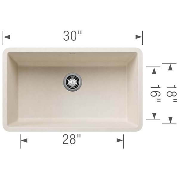 BLANCO Precis SILGRANIT Soft White 30-in Single Bowl Undermount Kitchen Sink
