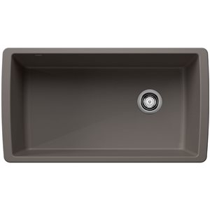 BLANCO Diamond SILGRANIT Super Volcano Gray 33.5-in Single Undermount Kitchen Sink