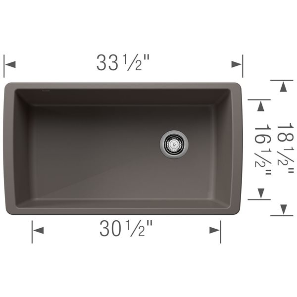 BLANCO Diamond SILGRANIT Super Volcano Gray 33.5-in Single Undermount Kitchen Sink