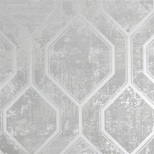 Superfresco Armature Geo Grey and Silver Unpasted Wallpaper - 56-ft²/Per Roll