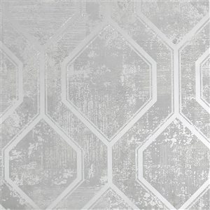 Superfresco Armature Geo Grey and Silver Unpasted Wallpaper - 56-ft²/Per Roll