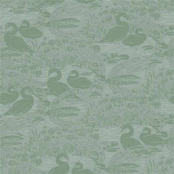 Laura Ashley 20.5-in W Jade Green Swans Unpasted Wallpaper - 56-ft²