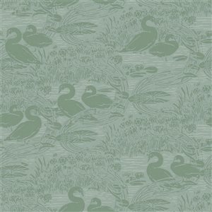 Laura Ashley 20.5-in W Jade Green Swans Unpasted Wallpaper - 56-ft²