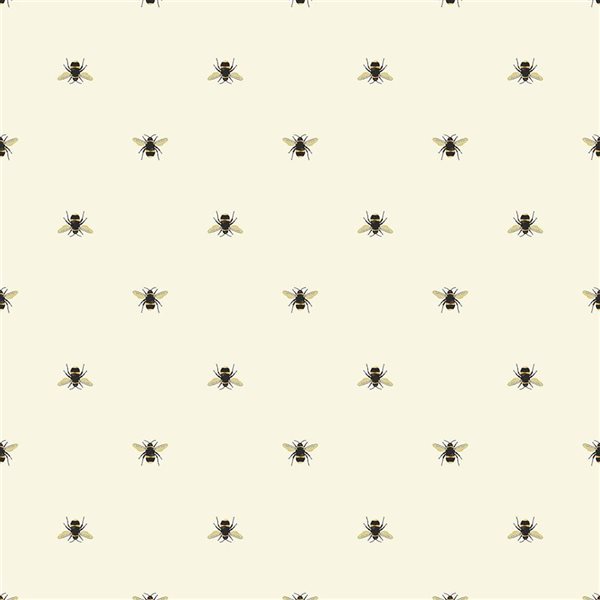 Joules 20.5-in W Cream Botanical Bee Unpasted Wallpaper - 56-ft²