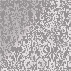 Next Majestic Damask Grey Unpasted Wallpaper - 56-ft²