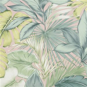 Papier peint Lush Leaves Transform vert 30,75-pi² autoadhésif